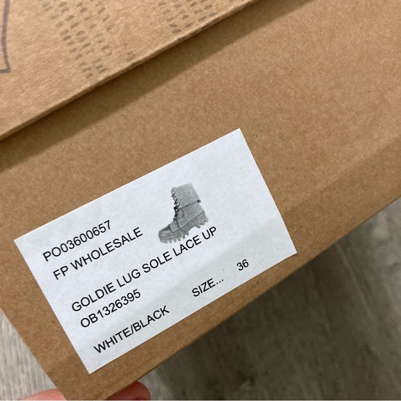 Free People Goldie Lug Sole Lace Up Combat Boots Black/White Size 36/US 6 NWT - Picture 12 of 15